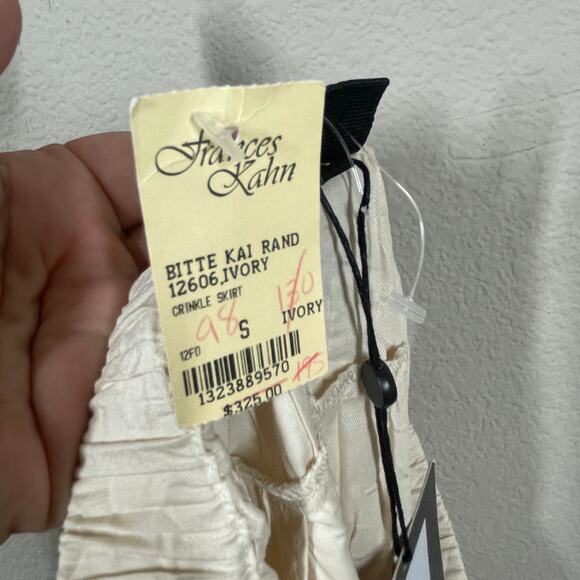 Bitte Kai Rand Small Senmei Crinkle Midi Skirt Beige Cotton Blend Elastic Waist - Picture 10 of 12